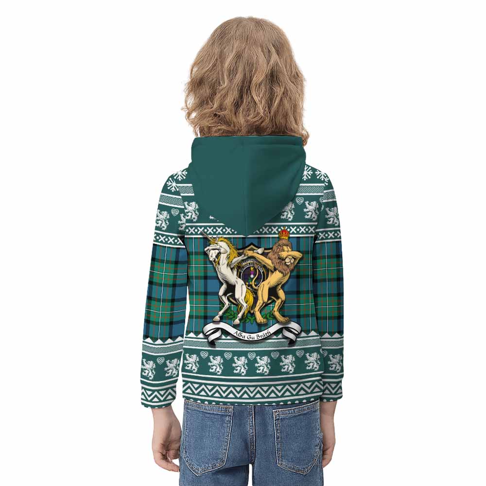 Ferguson (Fergusson) Clan Tartan Crest Christmas Kid Hoodie Coat of Arms Funny Style - Tartan Vibes Clothing