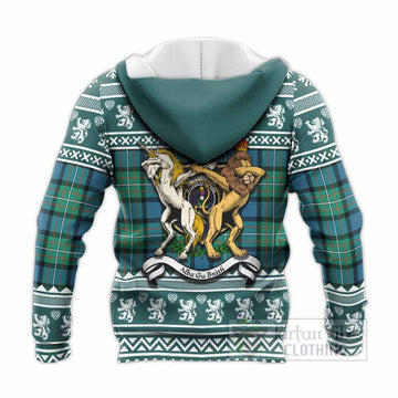 Ferguson (Fergusson) Clan Tartan Crest Christmas Knitted Hoodie Coat of Arms Funny Style