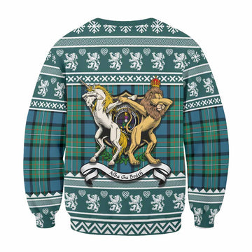 Ferguson (Fergusson) Clan Tartan Crest Christmas Sweatshirt Coat of Arms Funny Style