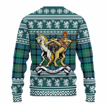 Ferguson (Fergusson) Clan Tartan Crest Christmas Ugly Sweater Coat of Arms Funny Style