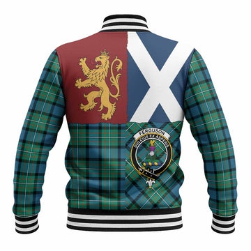 Ferguson (Fergusson) Crest Tartan Baseball Jacket with Lion Rampant Saltire Style