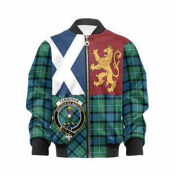Ferguson (Fergusson) Crest Tartan Kid Bomber Jacket with Lion Rampant Saltire Style