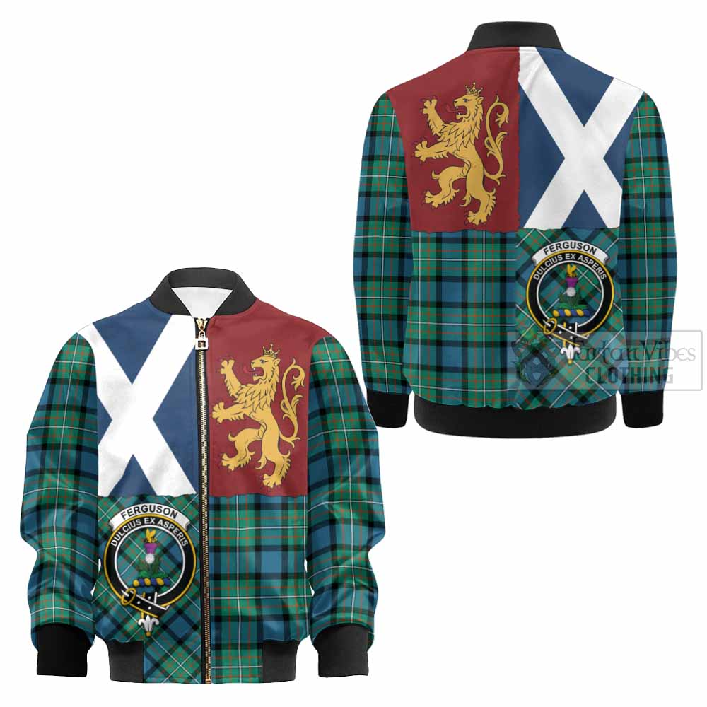 Ferguson (Fergusson) Crest Tartan Kid Bomber Jacket with Lion Rampant Saltire Style - Tartan Vibes Clothing