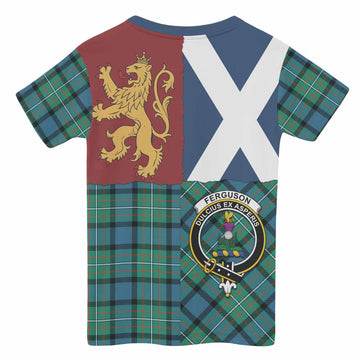 Ferguson (Fergusson) Crest Tartan Kid T-shirt with Lion Rampant Saltire Style