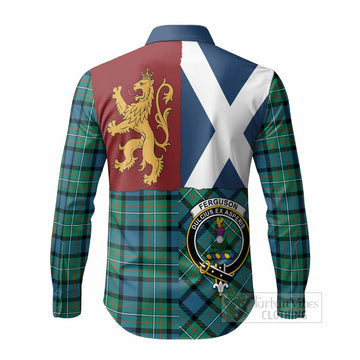 Ferguson (Fergusson) Crest Tartan Long Sleeve Button Shirts with Lion Rampant Saltire Style