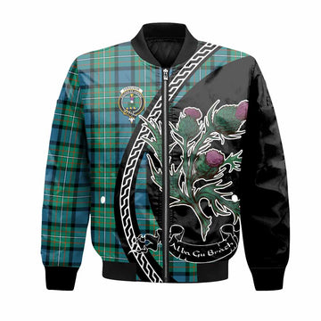 Ferguson (Fergusson) Family Crest Tartan Bomber Jacket Alba Thistle Inspired