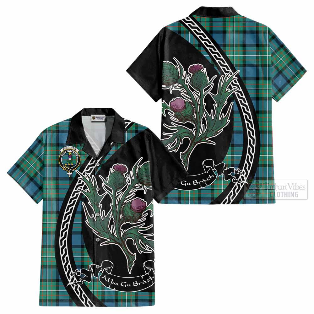 Ferguson (Fergusson) Family Crest Tartan Cotton Hawaiian Shirt Alba Thistle Inspired - Tartan Vibes Clothing