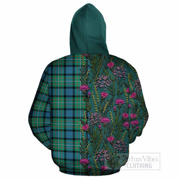 Ferguson (Fergusson) Family Crest Tartan Cotton Hoodie Scottish Thistle Flower Pattern Half Style