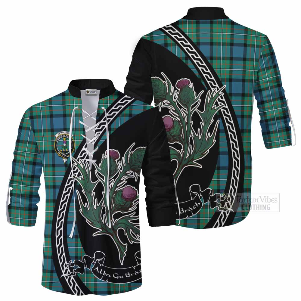 Ferguson (Fergusson) Family Crest Tartan Ghillie Shirt Alba Thistle Inspired - Tartan Vibes Clothing