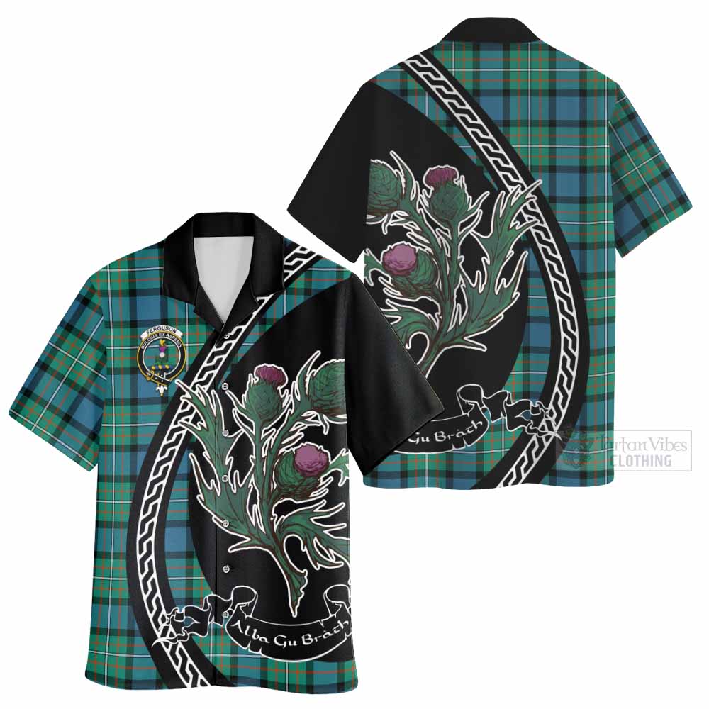 Ferguson (Fergusson) Family Crest Tartan Hawaiian Shirt Alba Thistle Inspired - Tartan Vibes Clothing