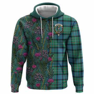 Ferguson (Fergusson) Family Crest Tartan Hoodie Scottish Thistle Flower Pattern Half Style