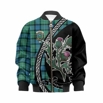 Ferguson (Fergusson) Family Crest Tartan Kid Bomber Jacket Alba Thistle Inspired