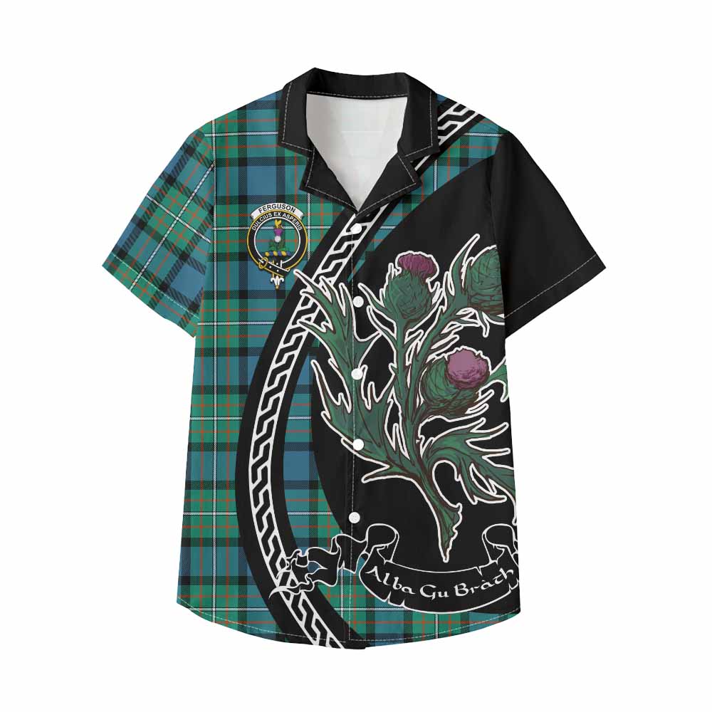 Ferguson (Fergusson) Family Crest Tartan Kid Hawaiian Shirt Alba Thistle Inspired - Tartan Vibes Clothing