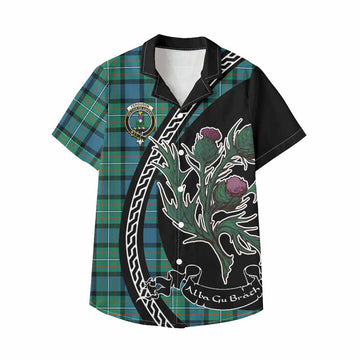 Ferguson (Fergusson) Family Crest Tartan Kid Hawaiian Shirt Alba Thistle Inspired