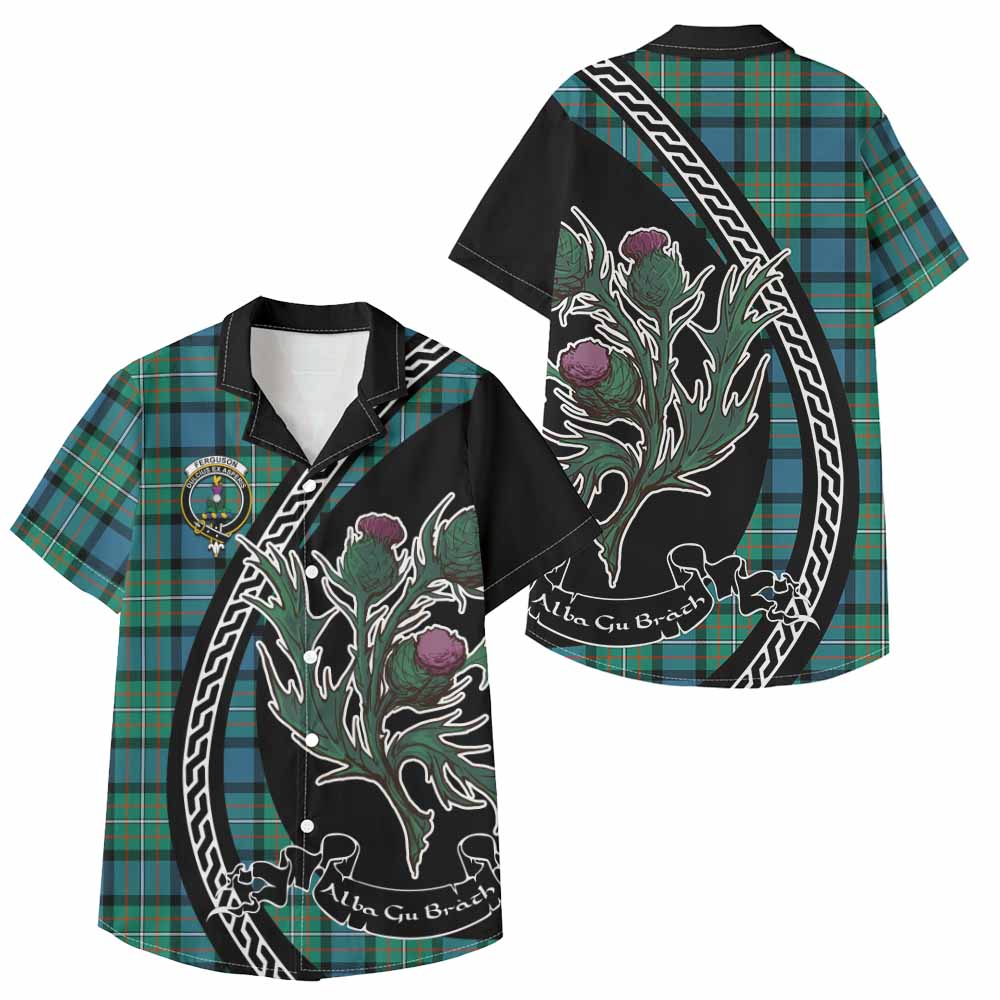 Ferguson (Fergusson) Family Crest Tartan Kid Hawaiian Shirt Alba Thistle Inspired - Tartan Vibes Clothing