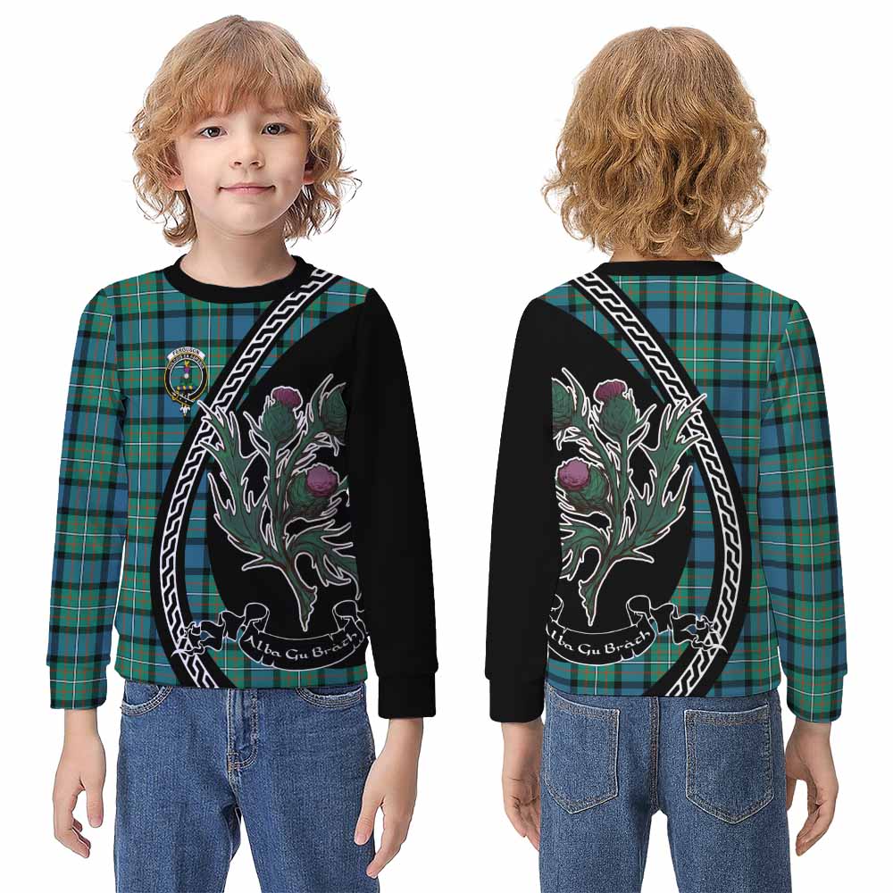 Ferguson (Fergusson) Family Crest Tartan Kid Knitted Sweatshirt Alba Thistle Inspired - Tartan Vibes Clothing
