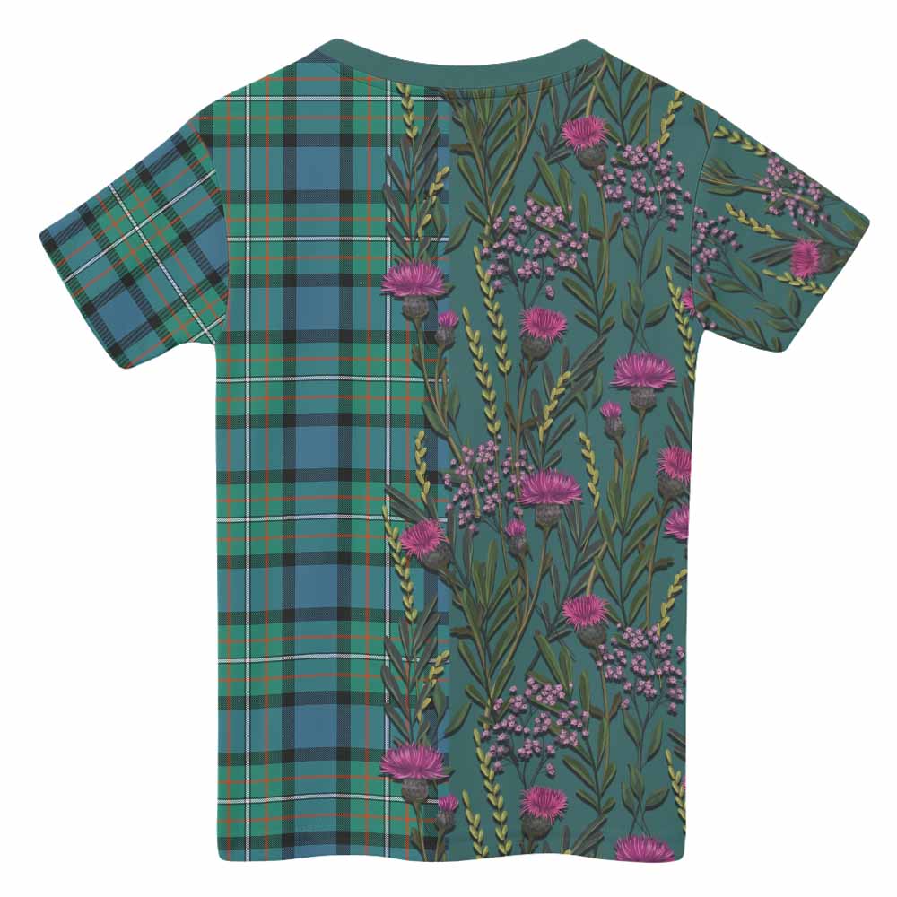 Ferguson (Fergusson) Family Crest Tartan Kid T-shirt Scottish Thistle Flower Pattern Half Style - Tartan Vibes Clothing