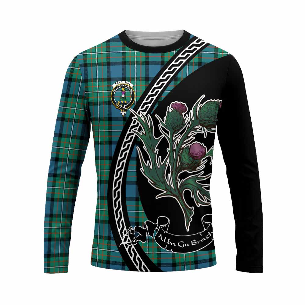 Ferguson (Fergusson) Family Crest Tartan Long Sleeve T-Shirt Alba Thistle Inspired - Tartan Vibes Clothing