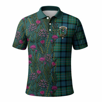 Ferguson (Fergusson) Family Crest Tartan Polo Shirt Scottish Thistle Flower Pattern Half Style
