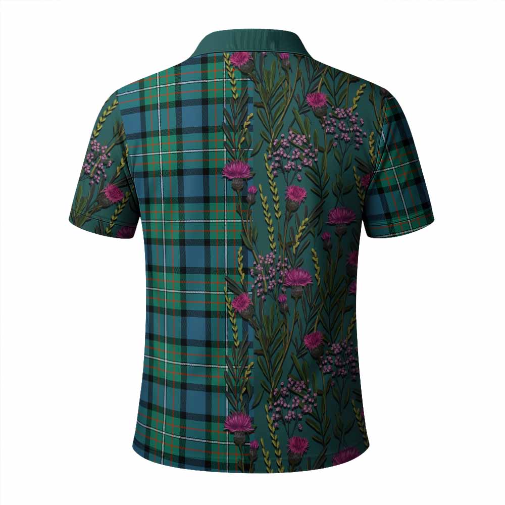 Ferguson (Fergusson) Family Crest Tartan Polo Shirt Scottish Thistle Flower Pattern Half Style - Tartan Vibes Clothing