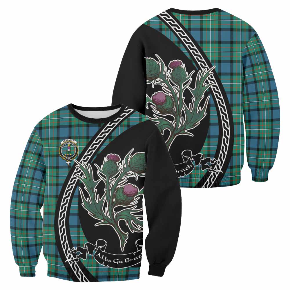 Ferguson (Fergusson) Family Crest Tartan Sweatshirt Alba Thistle Inspired - Tartan Vibes Clothing
