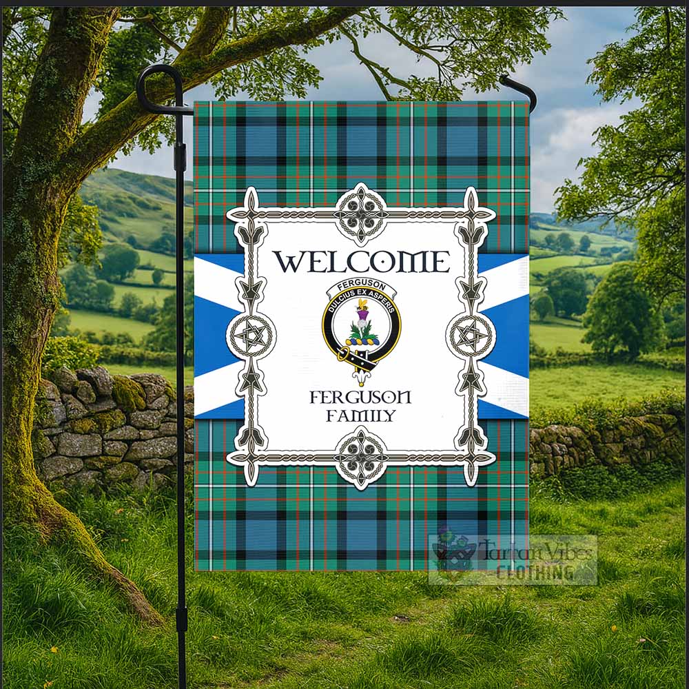Ferguson (Fergusson) Family Crest Tartan Welcome Garden Flag Saltire Harmony Style - Tartan Vibes Clothing