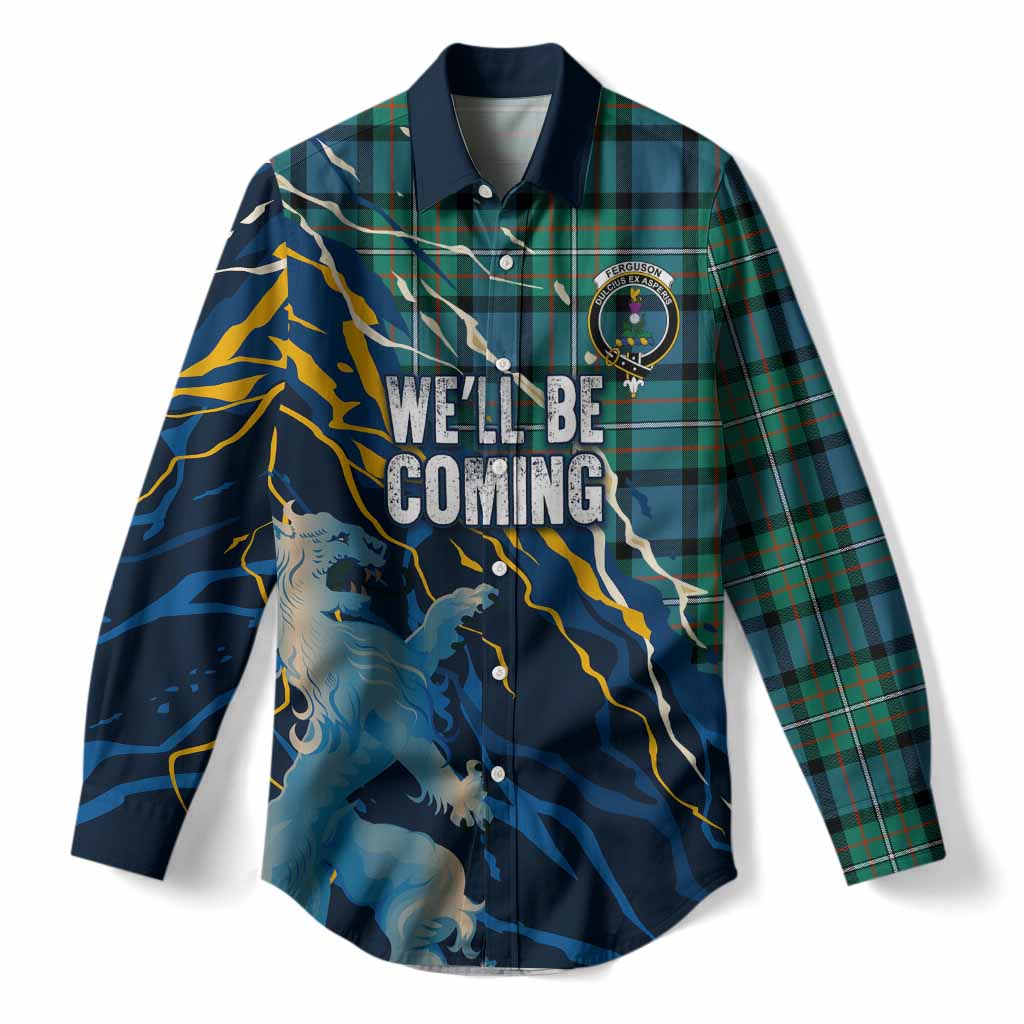 Ferguson (Fergusson) Scotland Tartan Women Casual Shirt WC2026 Football - We'll Be Coming