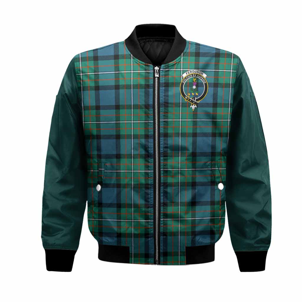 Ferguson (Fergusson) Tartan Accent Bomber Jacket with Family Crest