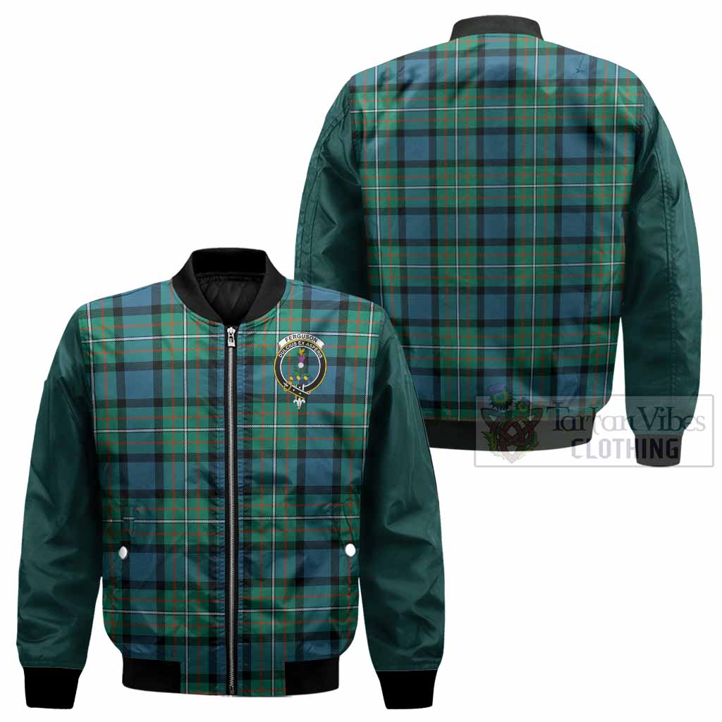 Ferguson (Fergusson) Tartan Accent Bomber Jacket with Family Crest