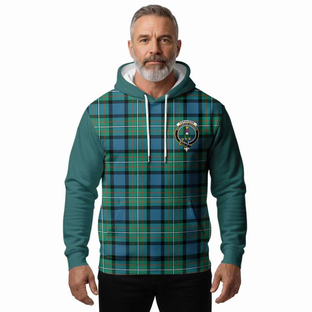 Ferguson (Fergusson) Tartan Accent Hoodie with Family Crest