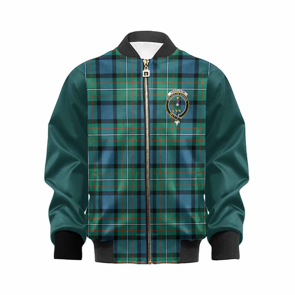 Ferguson (Fergusson) Tartan Accent Kid Bomber Jacket with Family Crest