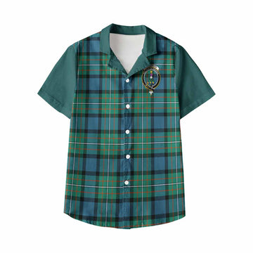 Ferguson (Fergusson) Tartan Accent Kid Hawaiian Shirt with Family Crest
