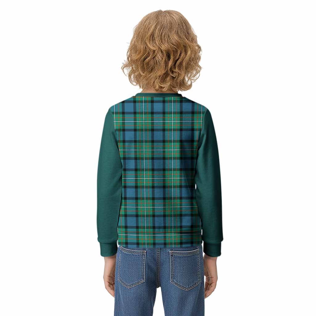 Ferguson (Fergusson) Tartan Accent Kid Knitted Sweatshirt with Family Crest