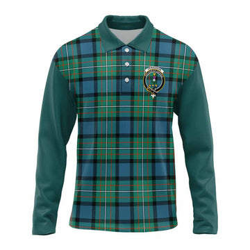 Ferguson (Fergusson) Tartan Accent Long Sleeve Polo Shirt with Family Crest