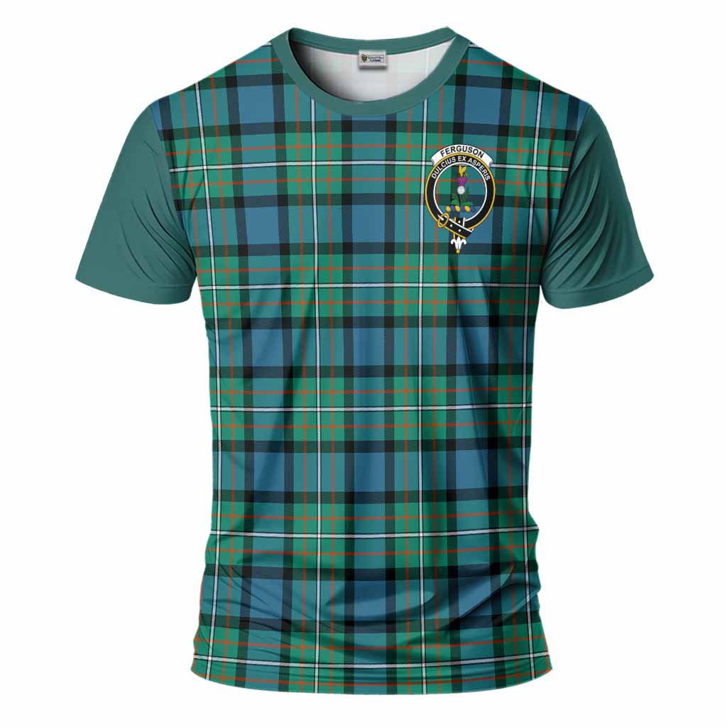 Ferguson (Fergusson) Tartan Accent T-Shirt with Family Crest