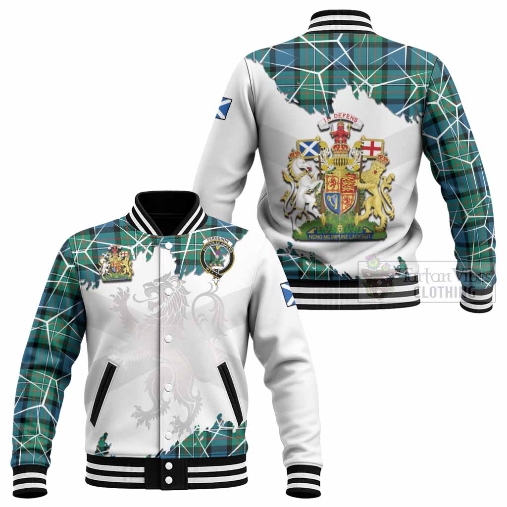 Ferguson (Fergusson) Tartan Baseball Jacket with Family Crest and Lion Rampant Grunge Style