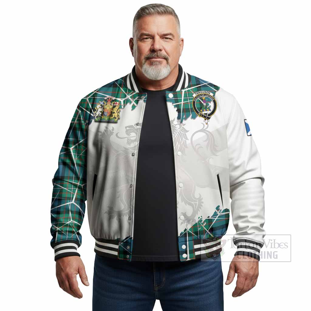 Ferguson (Fergusson) Tartan Baseball Jacket with Family Crest and Lion Rampant Grunge Style