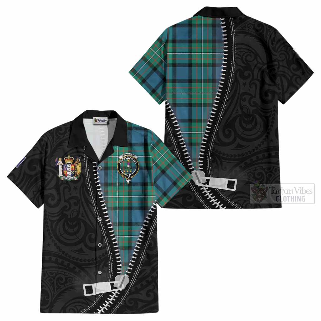 Ferguson (Fergusson) Tartan Cotton Hawaiian Shirt New Zealand Pattern Unique Zipper Stylized