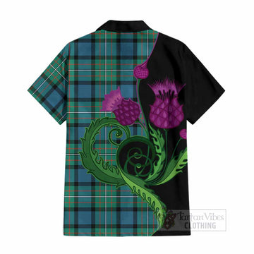 Ferguson (Fergusson) Tartan Cotton Hawaiian Shirt Traditional Scottish Thistle