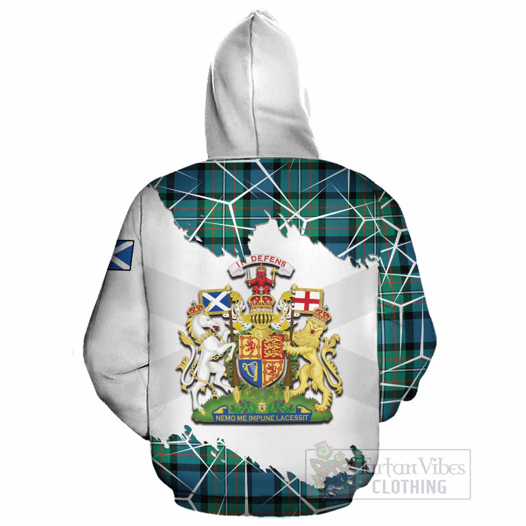 Ferguson (Fergusson) Tartan Cotton Hoodie with Family Crest and Lion Rampant Grunge Style
