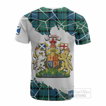Ferguson (Fergusson) Tartan Cotton T-shirt with Family Crest and Lion Rampant Grunge Style