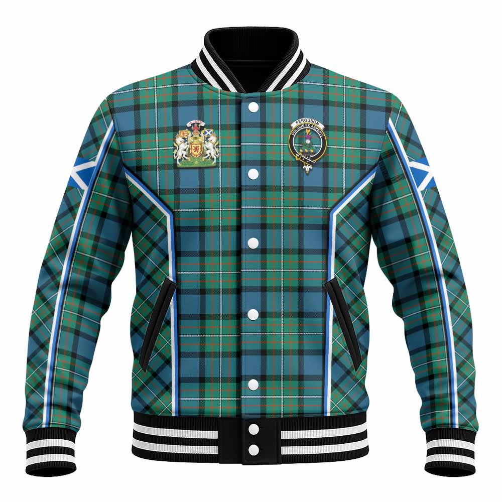 Ferguson (Fergusson) Tartan Crest Baseball Jacket Scotland Coat of Arm Flag Style - Tartan Vibes Clothing