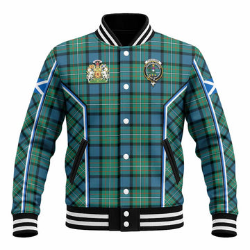 Ferguson (Fergusson) Tartan Crest Baseball Jacket Scotland Coat of Arm Flag Style - Tartan Vibes Clothing