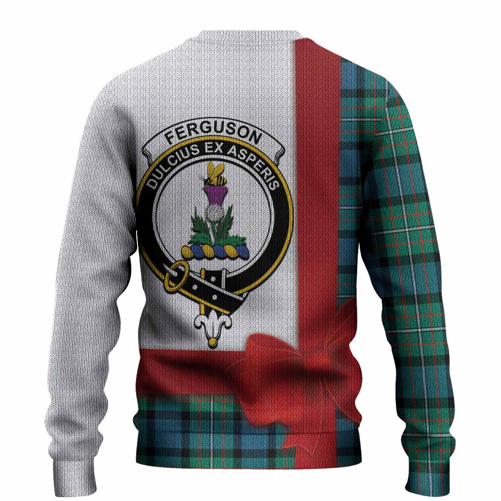Ferguson (Fergusson) Tartan Crest Christmas Christmas Ugly Sweater Highland Cow Bagpipes Coquette Bow Style