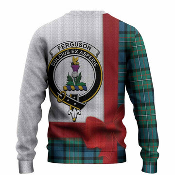 Ferguson (Fergusson) Tartan Crest Christmas Christmas Ugly Sweater Highland Cow Bagpipes Coquette Bow Style