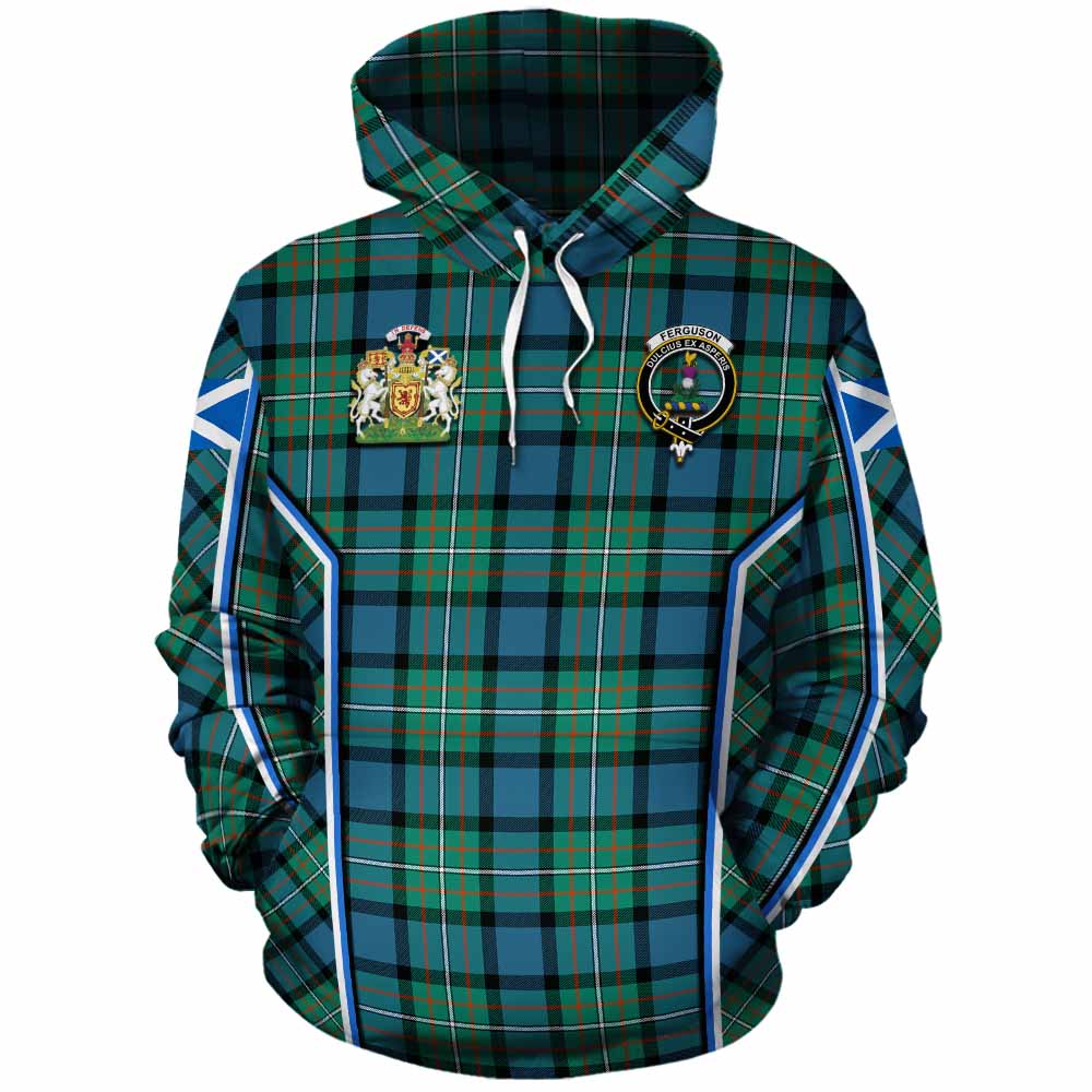 Ferguson (Fergusson) Tartan Crest Cotton Hoodie Scotland Coat of Arm Flag Style - Tartan Vibes Clothing