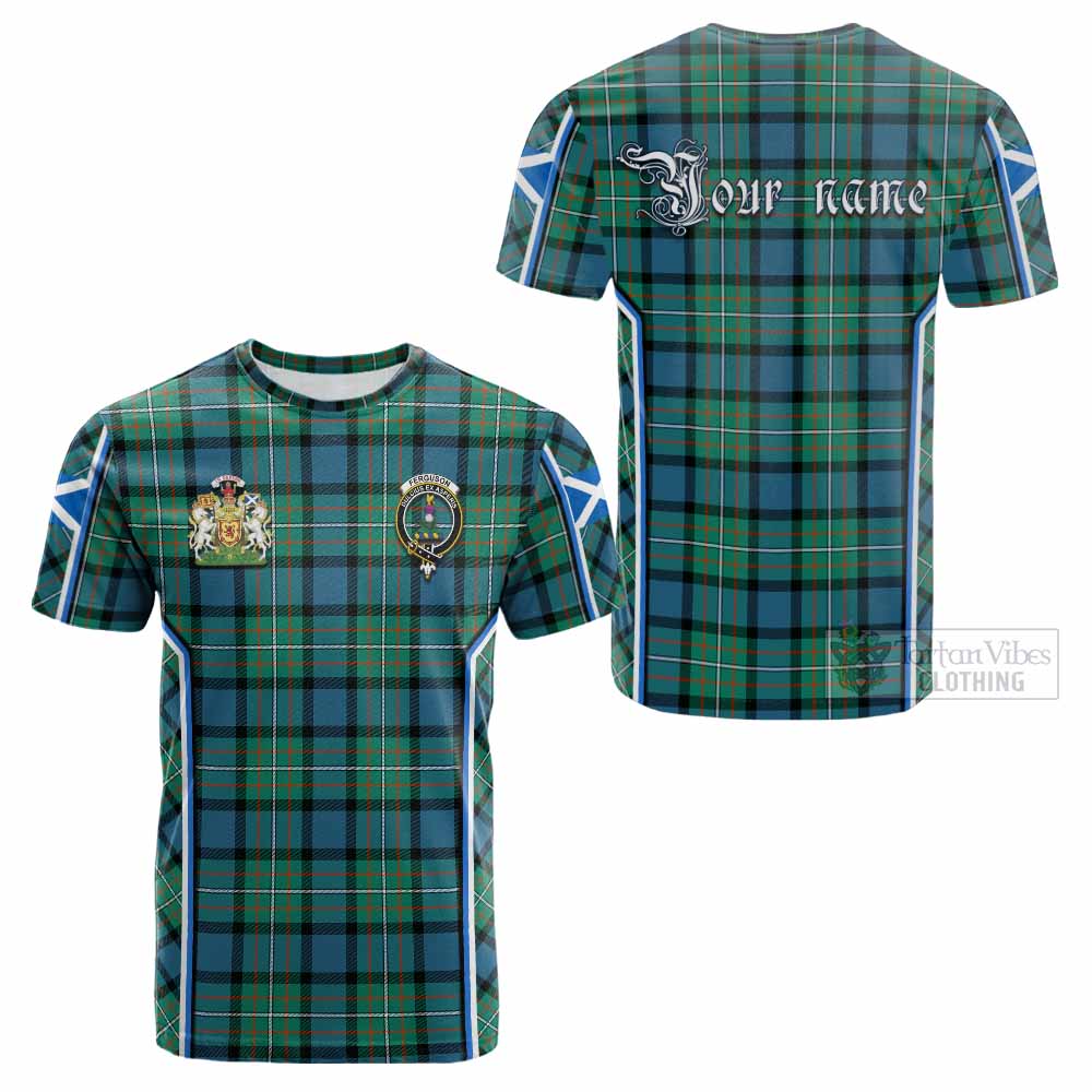 Ferguson (Fergusson) Tartan Crest Cotton T-shirt Scotland Coat of Arm Flag Style - Tartan Vibes Clothing