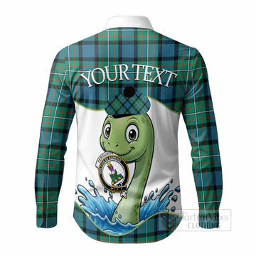 Ferguson (Fergusson) Tartan Crest Cute Nessie Long Sleeve Button Shirts Scottish Loch Ness Monster