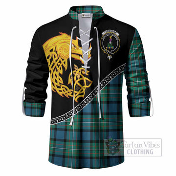 Ferguson (Fergusson) Tartan Crest Ghillie Shirt Legendary Dragon Knot Half Style