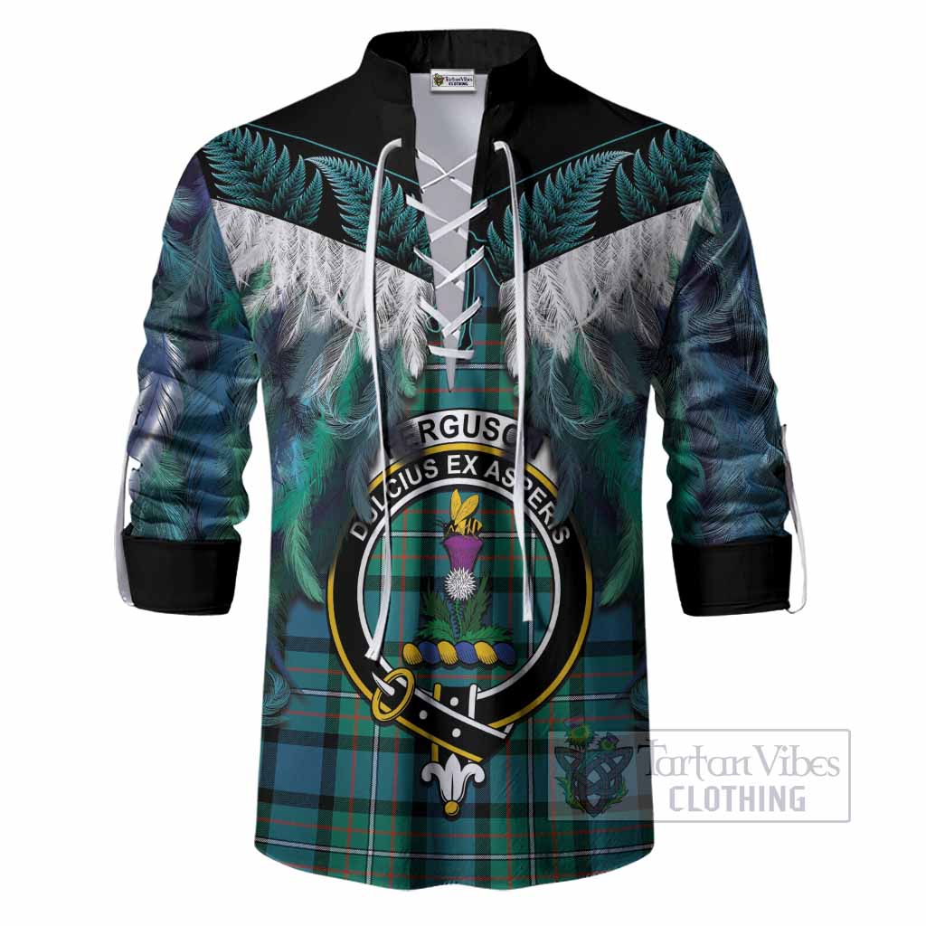 Ferguson (Fergusson) Tartan Crest Ghillie Shirt New Zealand Maori Korowai Cloak